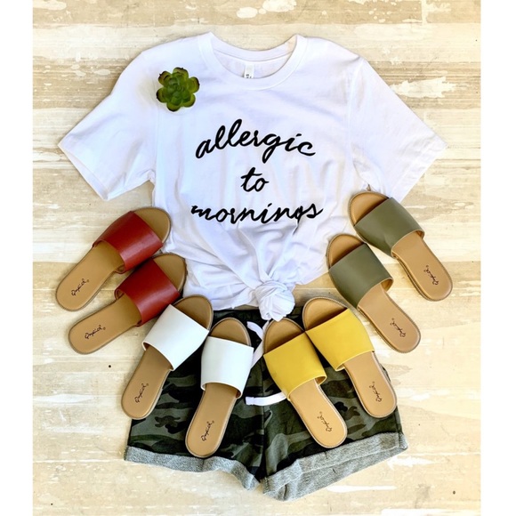 Olive green one band slide slip on sandals - Picture 7 of 8